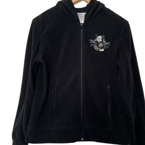 Disney Parks Black Fleece Zip Up Sweater